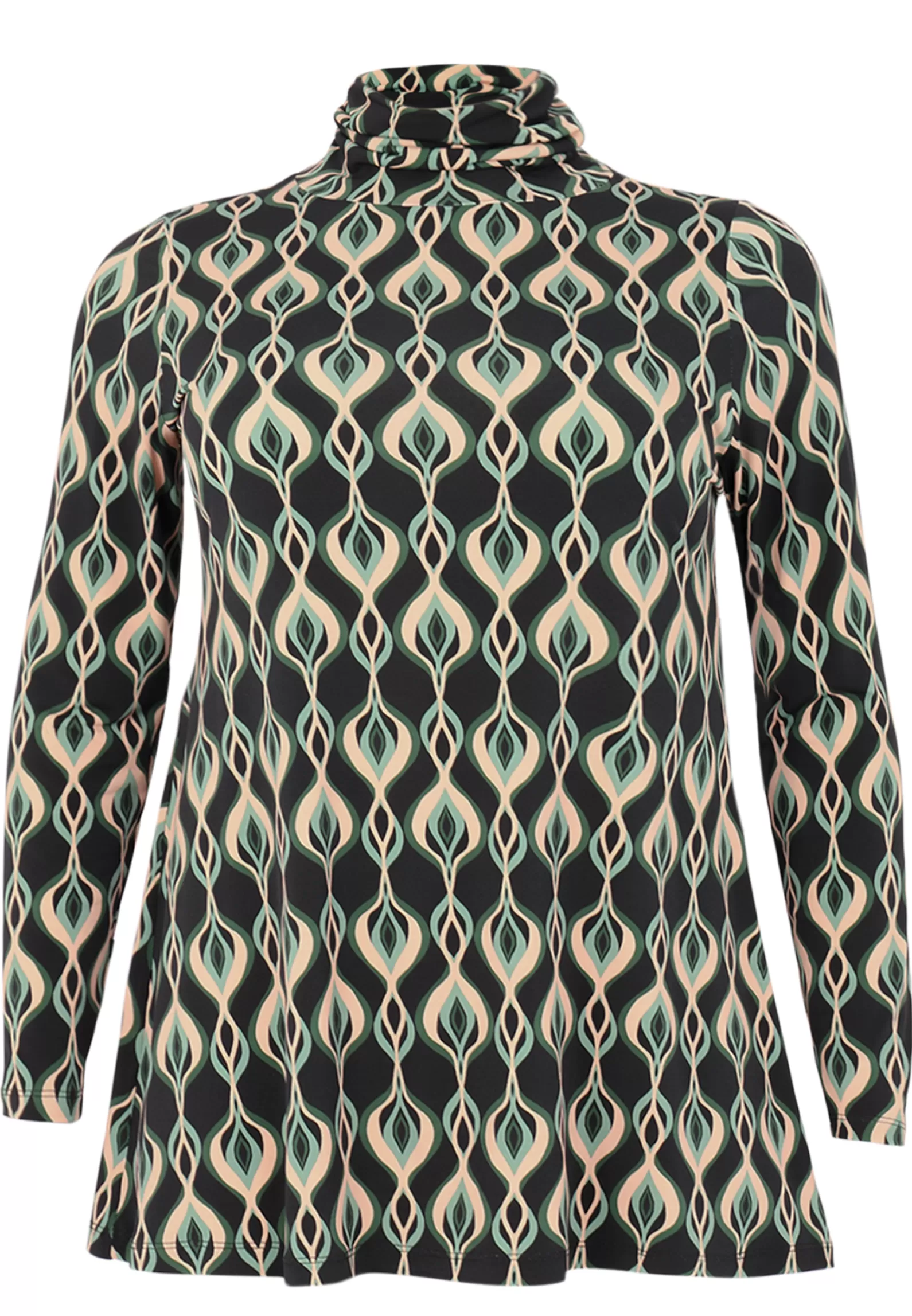 New Tunic Flare High Collar Jade Women Tunics