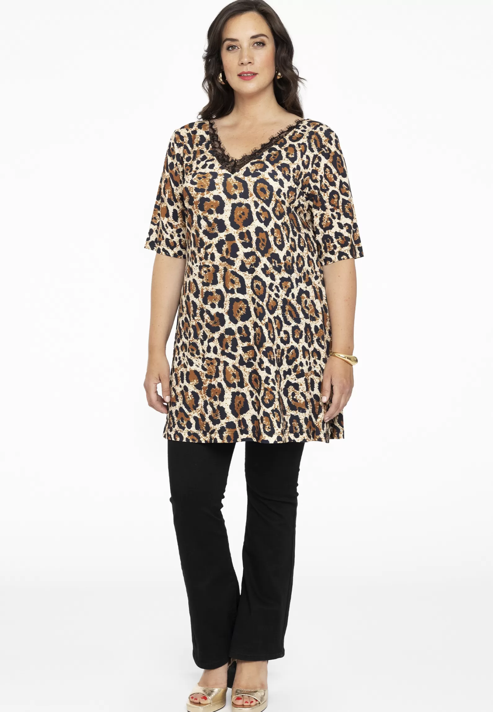 Best Tunic Lace V-Neck Leopard Women Tunics
