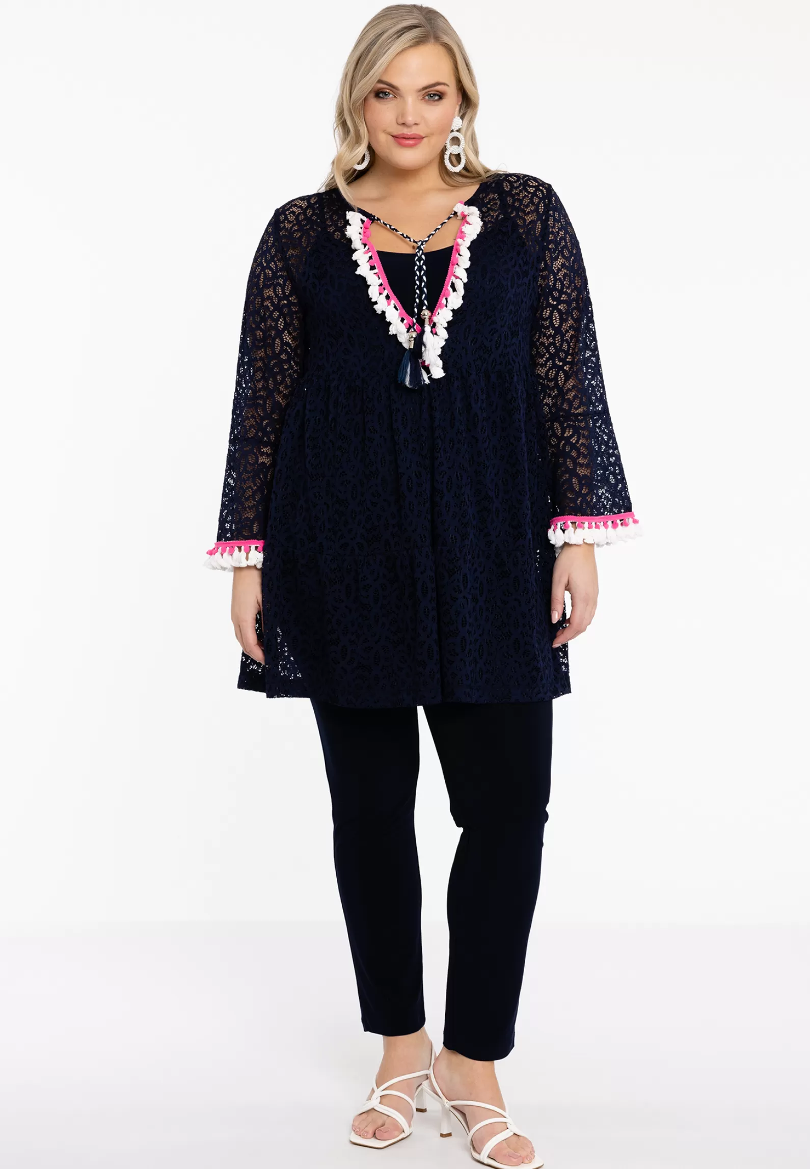 Outlet Tunic Pom-Pom Lace Women Tunics