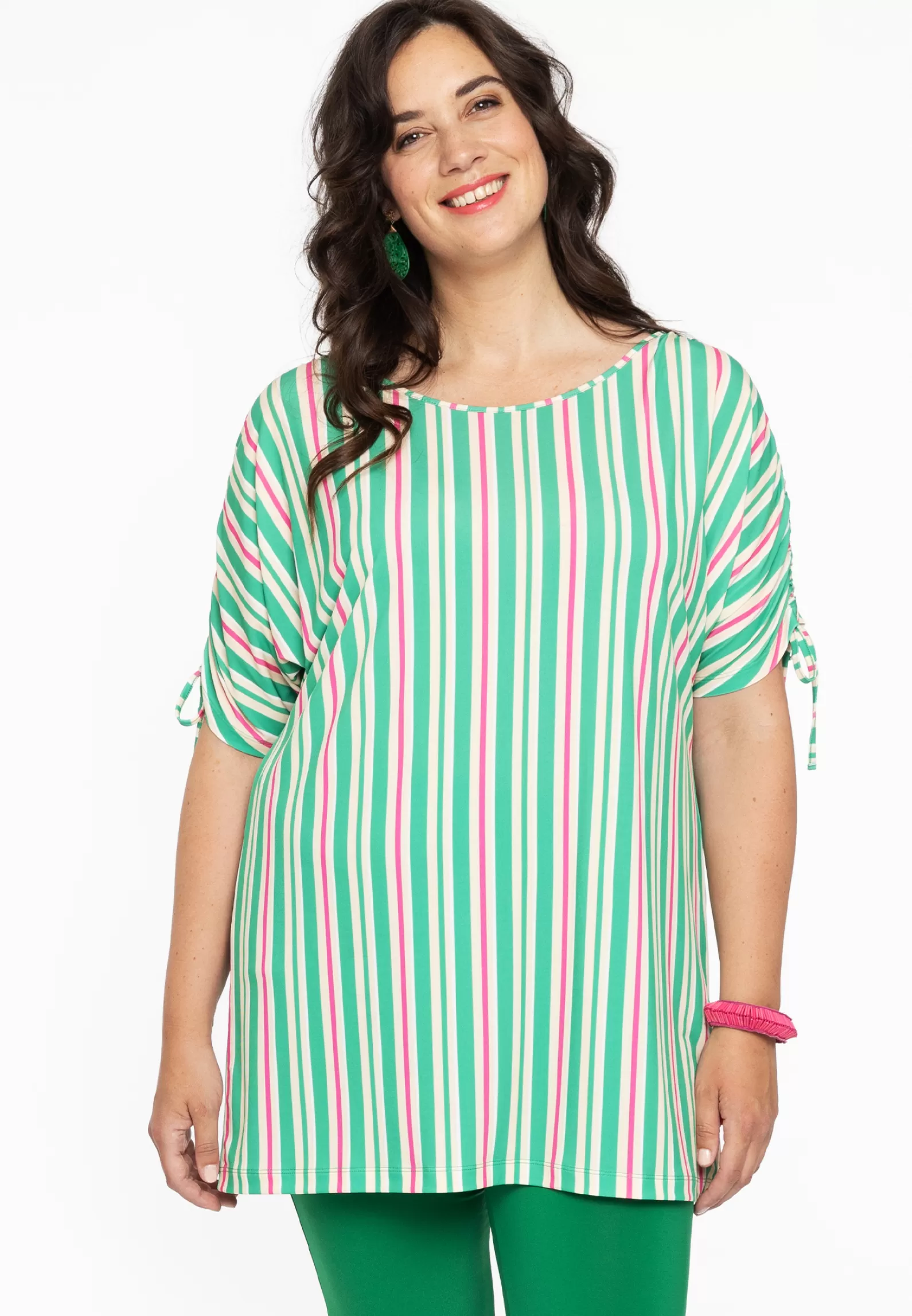 New Tunic Shoulder Strings Stripy Women Tunics