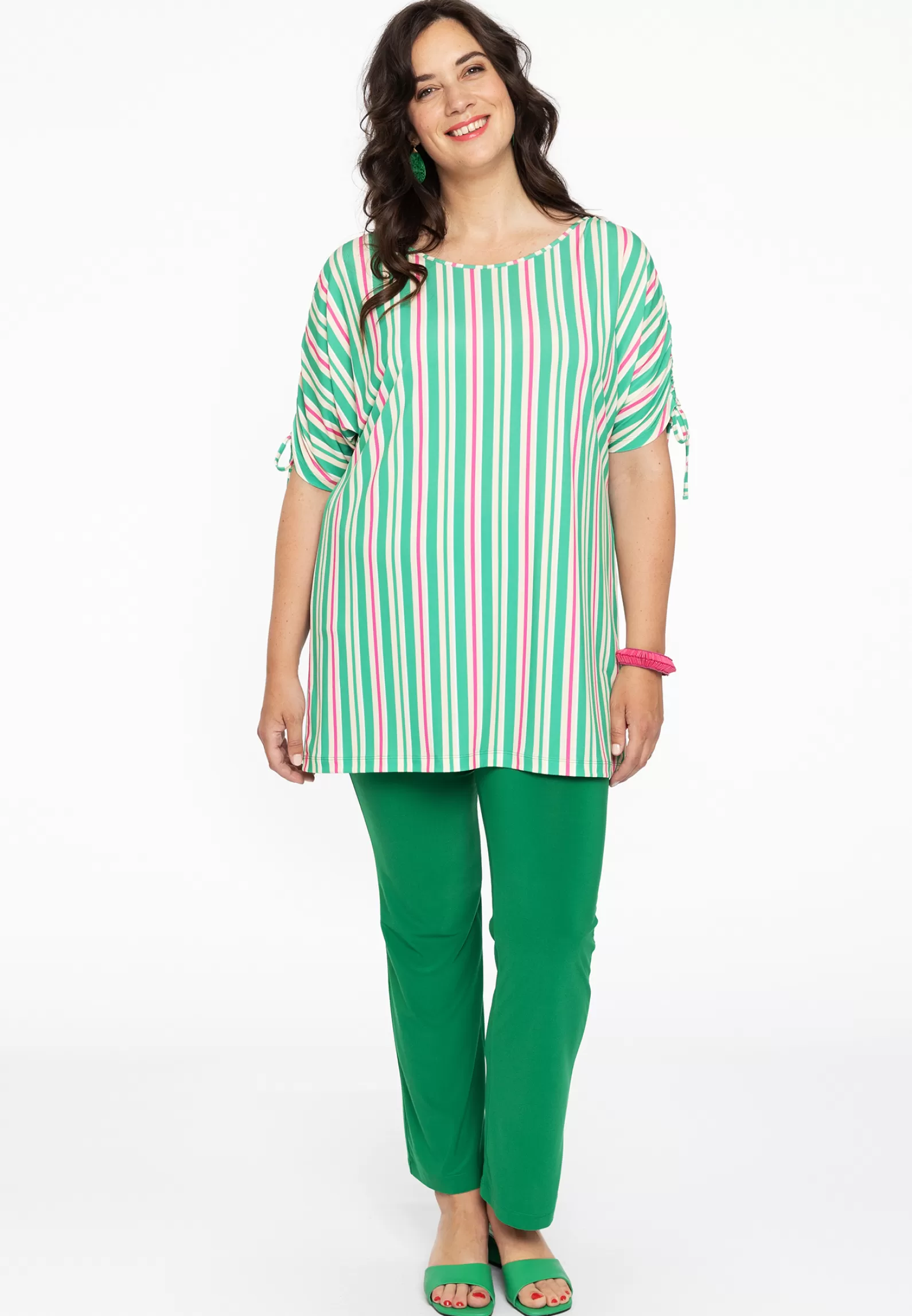 New Tunic Shoulder Strings Stripy Women Tunics