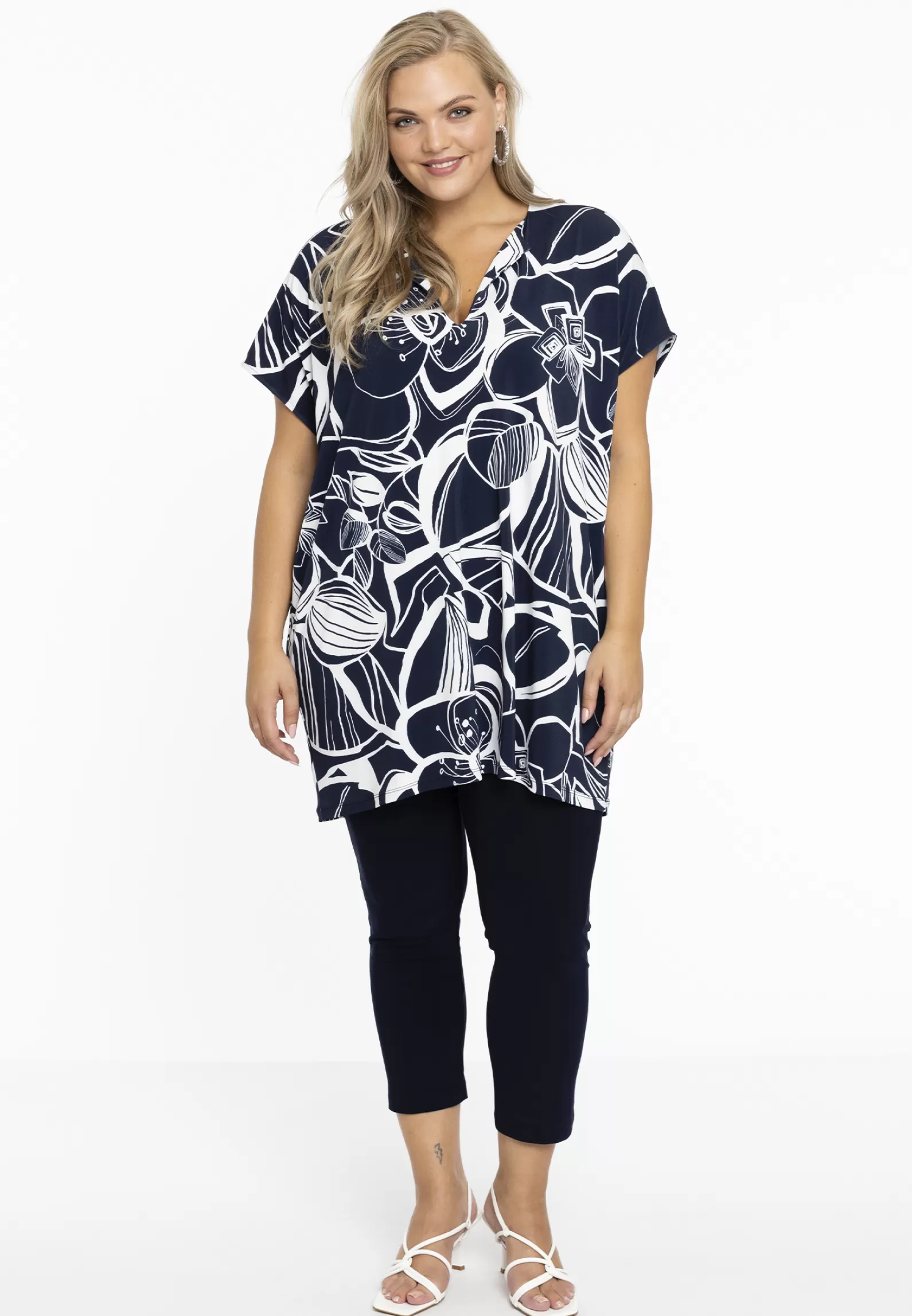 Clearance Tunic Slit Wide Sketch Women Tunics