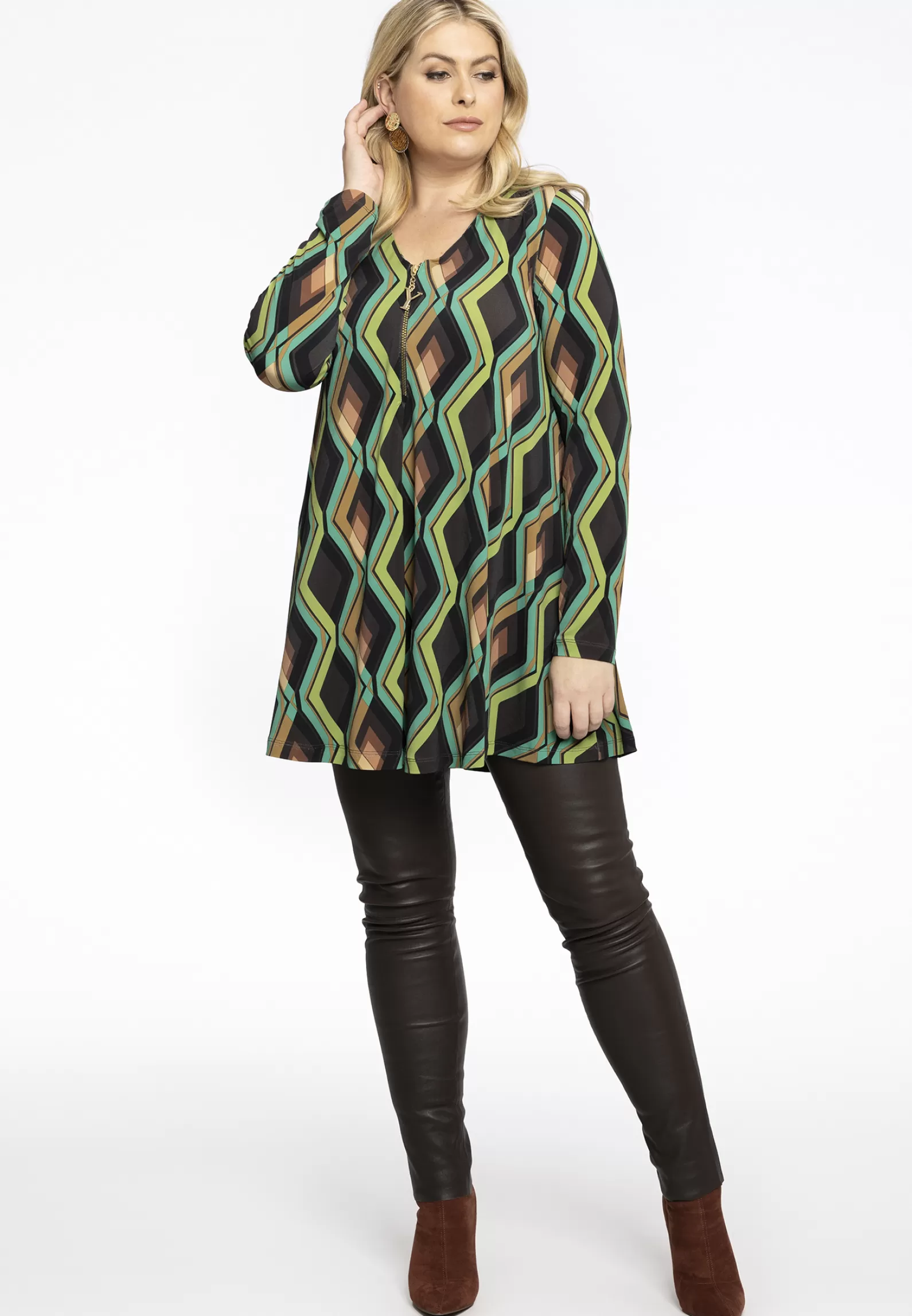 Hot Tunic Swing Zipper Gatsby Women Tunics