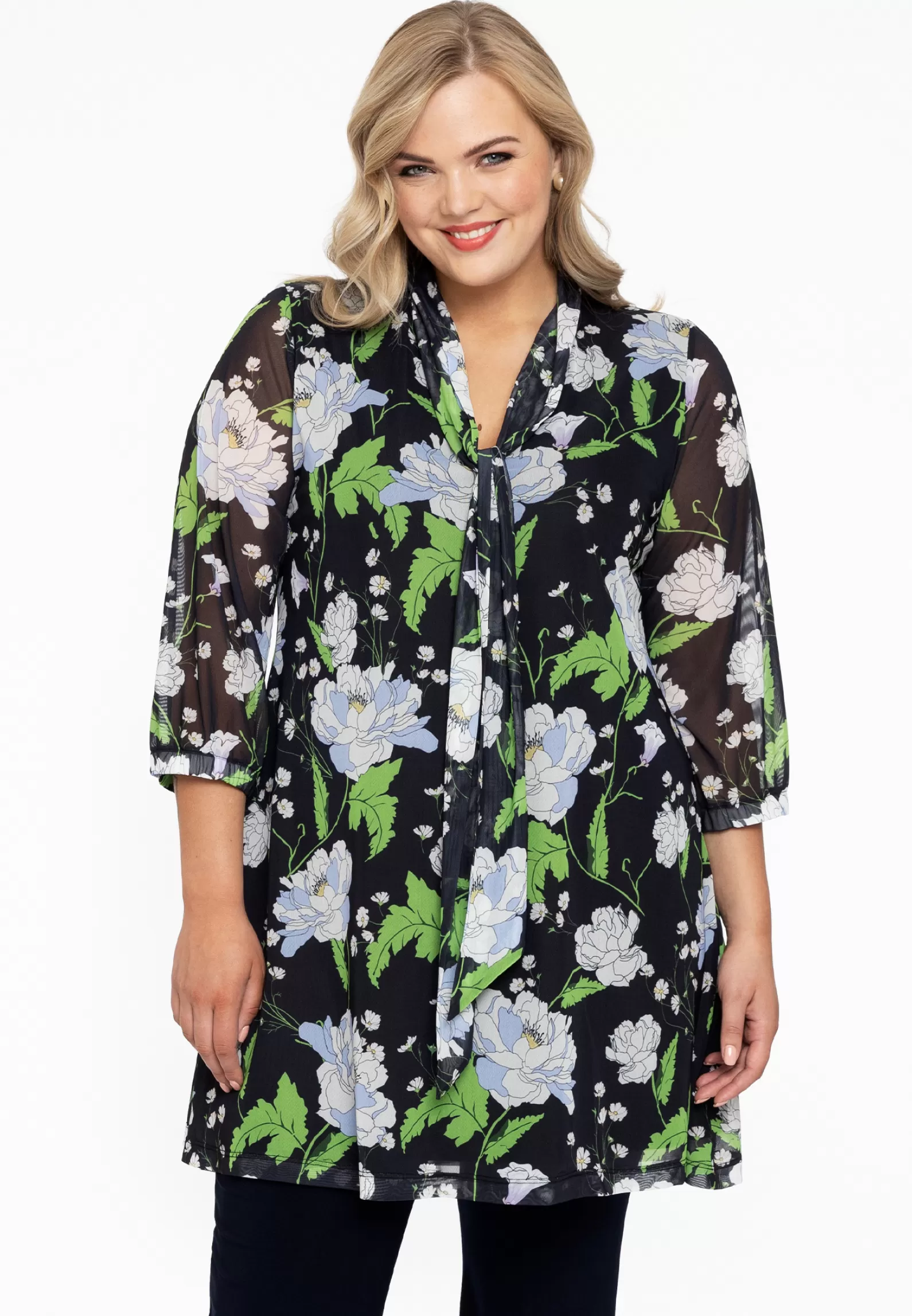 Store Tunic Tie Wide Bottom Daisies Women Tunics