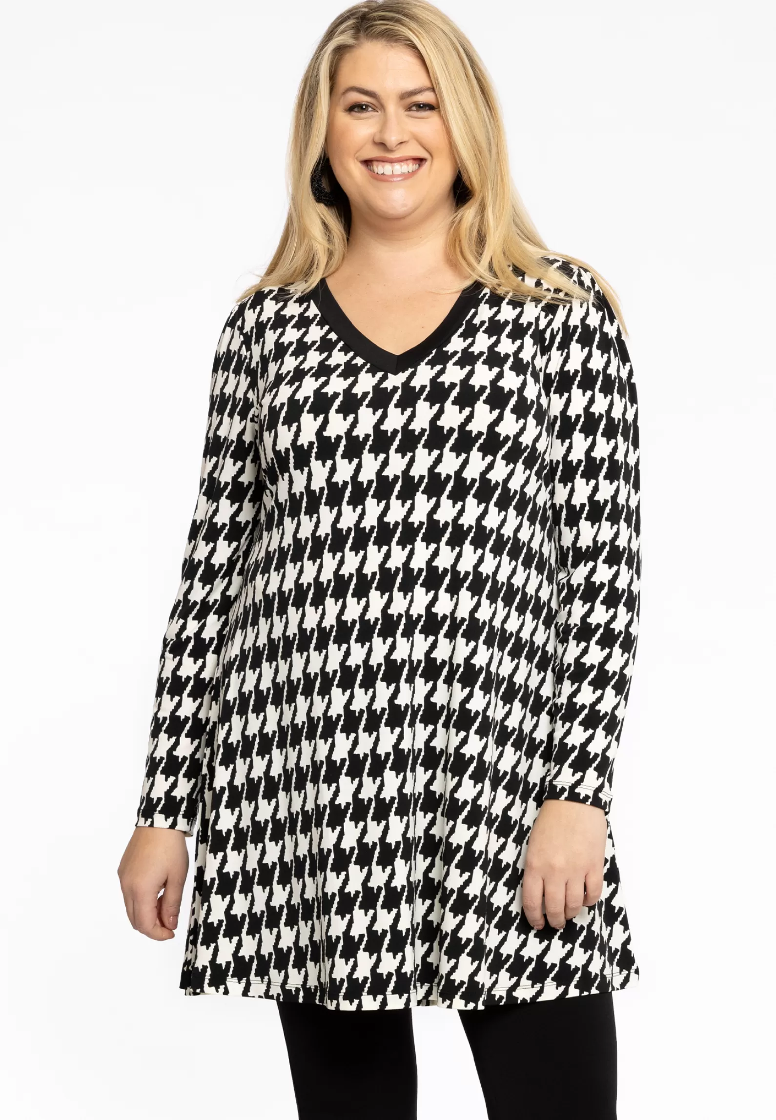 Sale Tunic V-Neck Pied De Poule Women Tunics