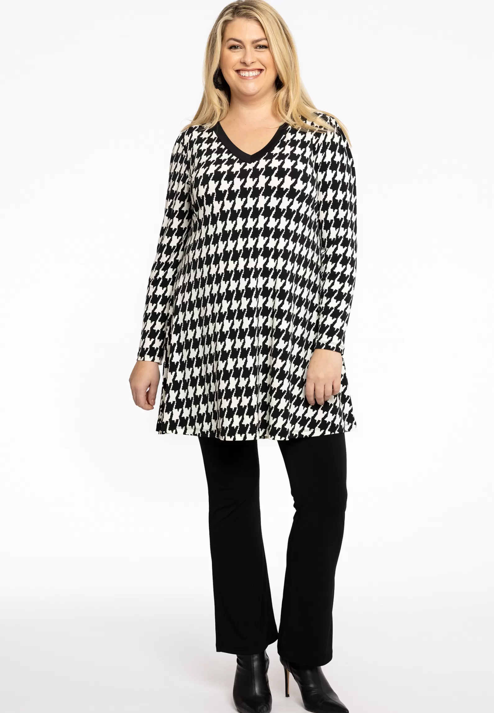 Sale Tunic V-Neck Pied De Poule Women Tunics