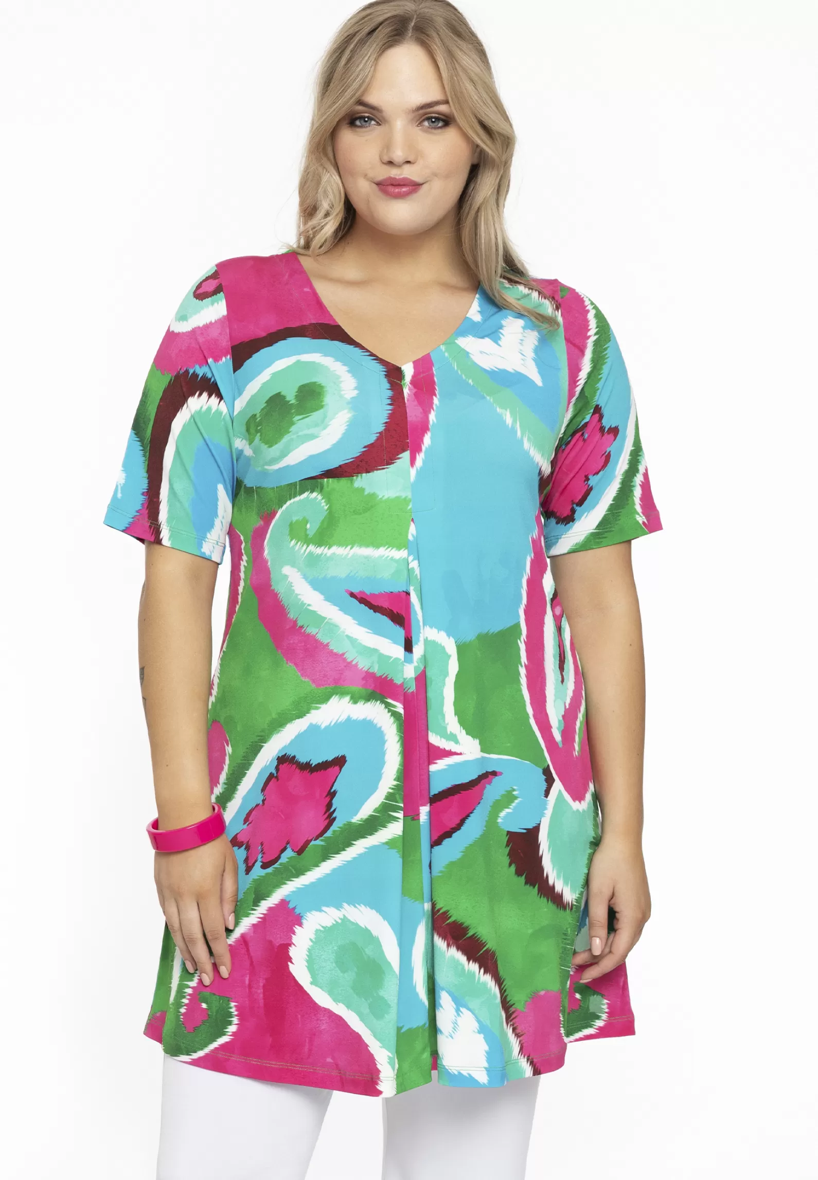 Discount Tunic V-Neck Pleat Batik Women Tunics