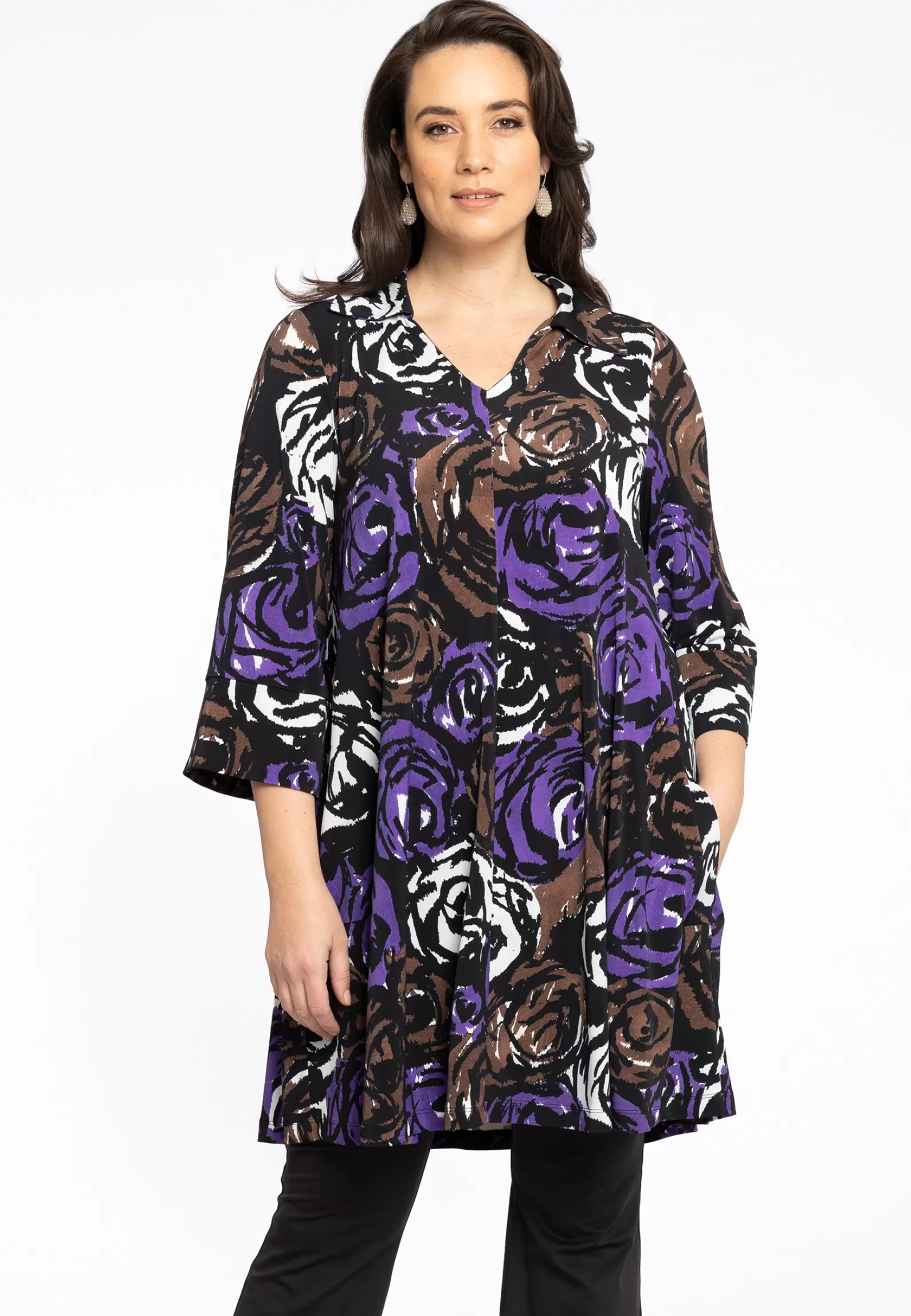 Shop Tunic V-Neck Pleat Rosy Women Tunics