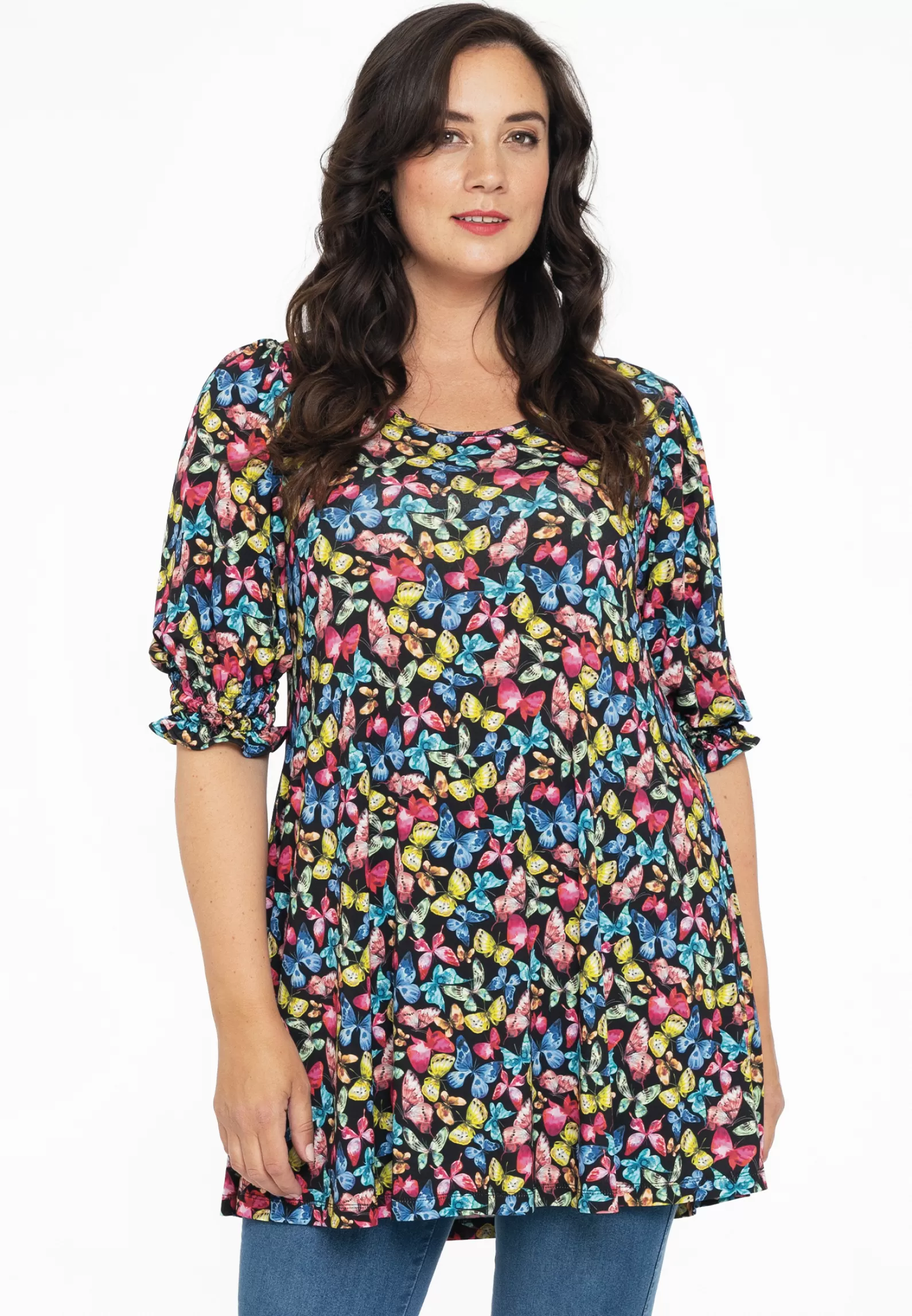 Fashion Tunic Wide Bottom Butterfly Women Shirts