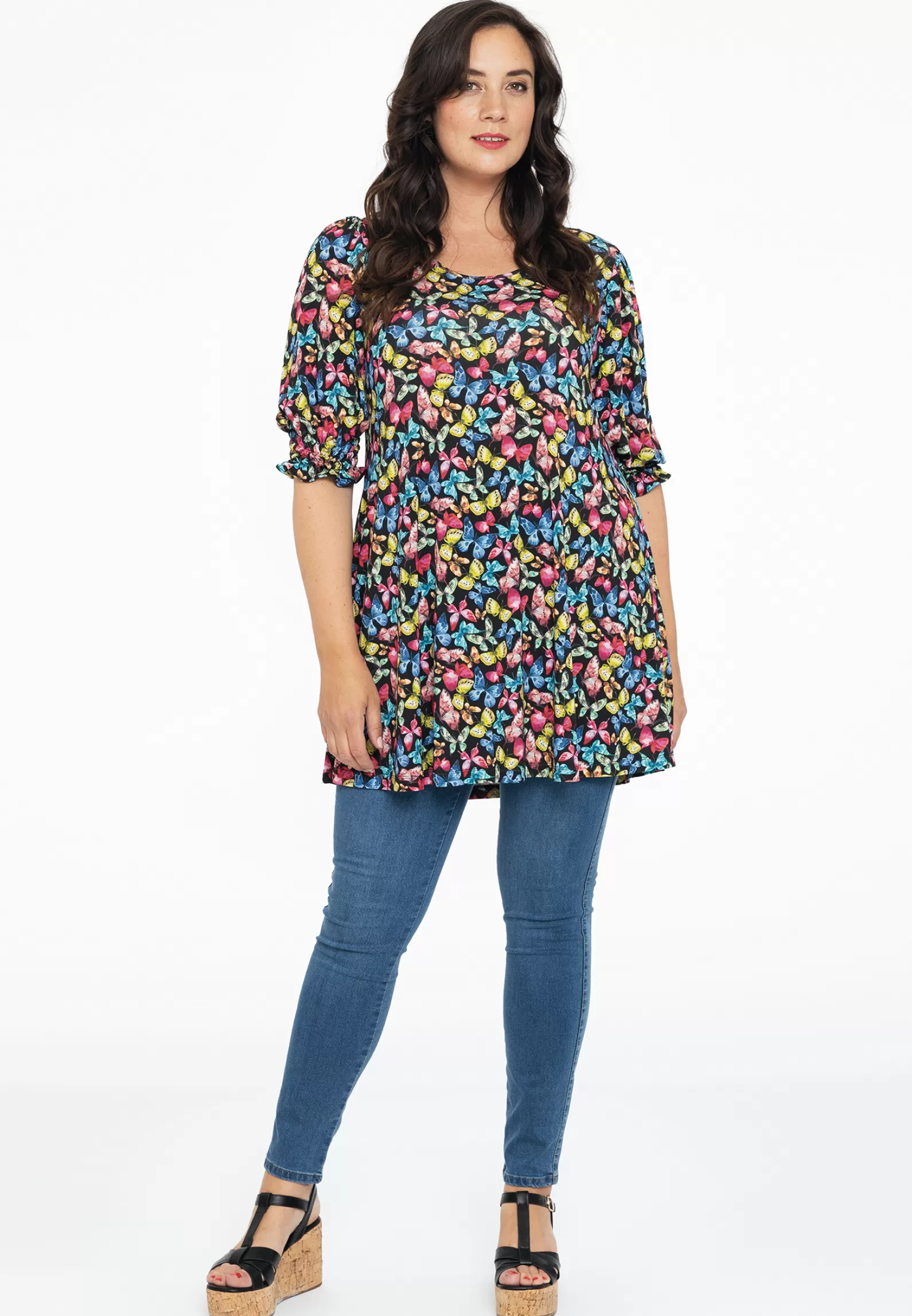 Fashion Tunic Wide Bottom Butterfly Women Shirts