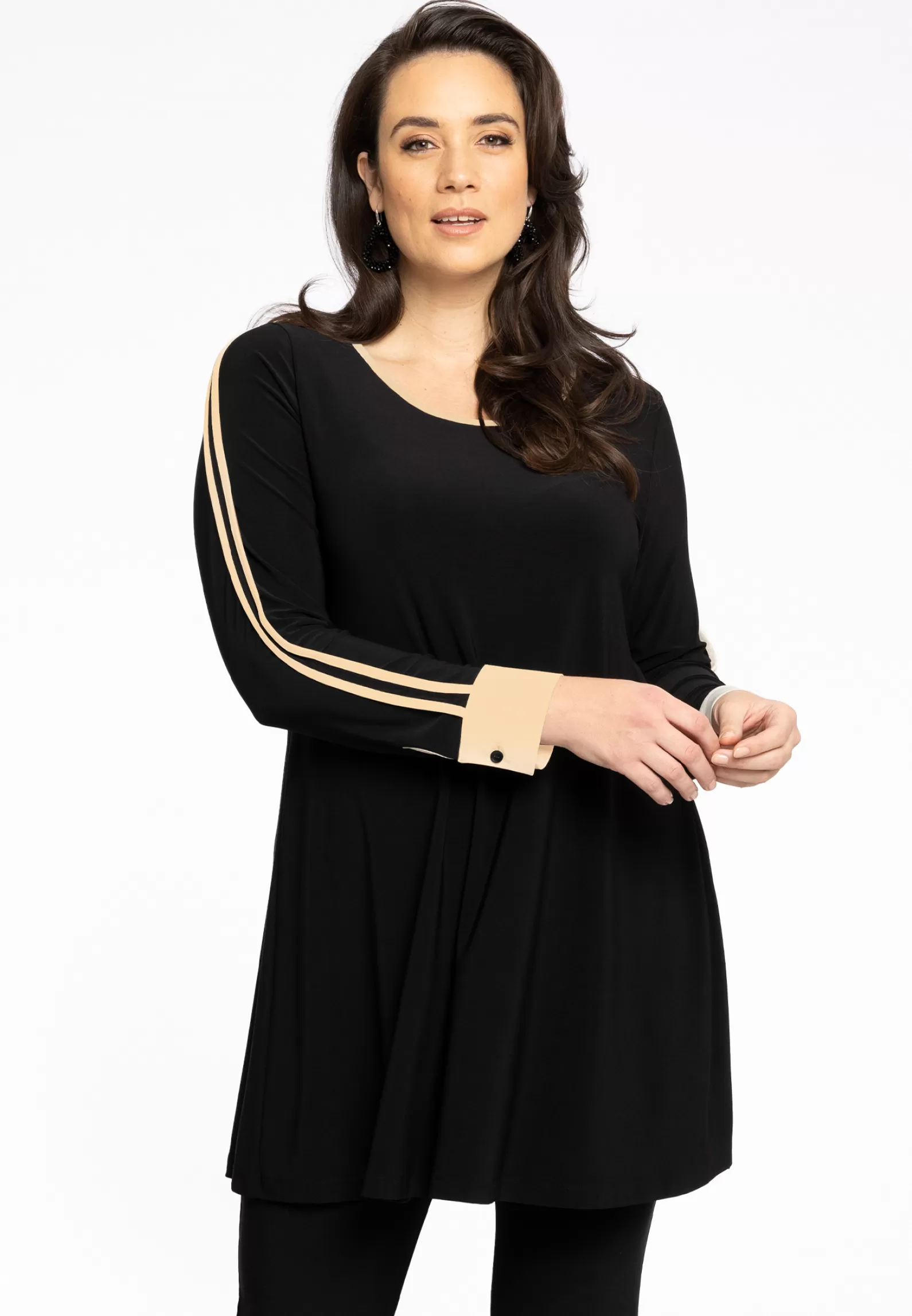 Hot Tunic Wide Bottom Contrast Lines Dolce Women Tunics