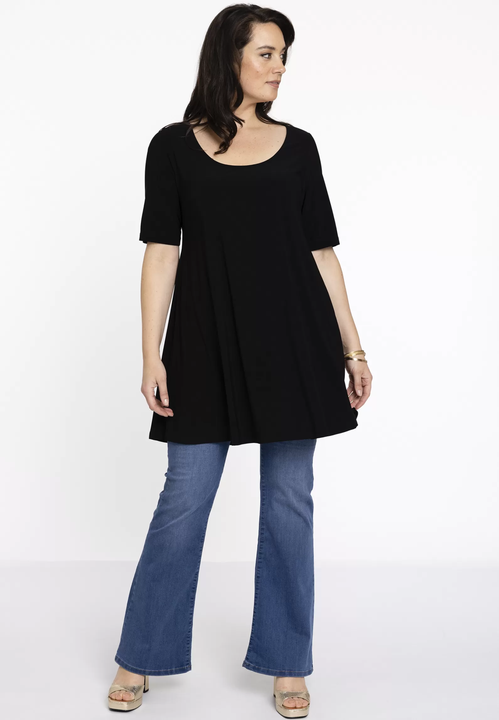 Best Sale Tunic Wide Bottom Deep Neck Dolce Women Basics
