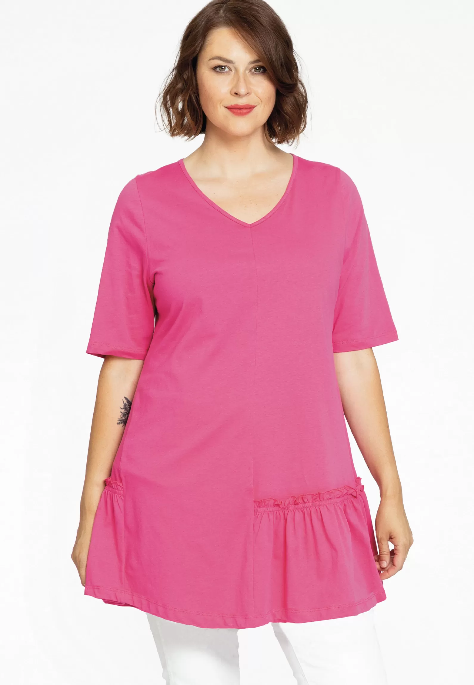Clearance Tunic Wide Bottom Frill Cotton Women Tunics