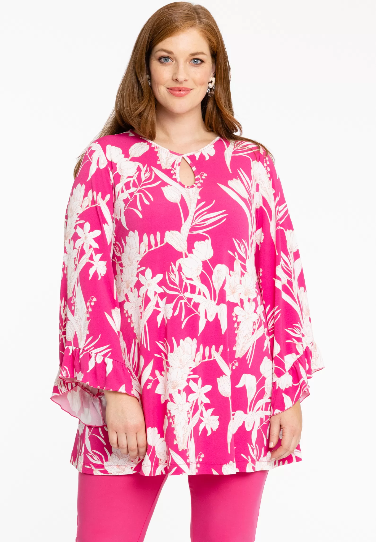 Discount Tunic Wide Bottom Keyhole Freesia Women Tunics