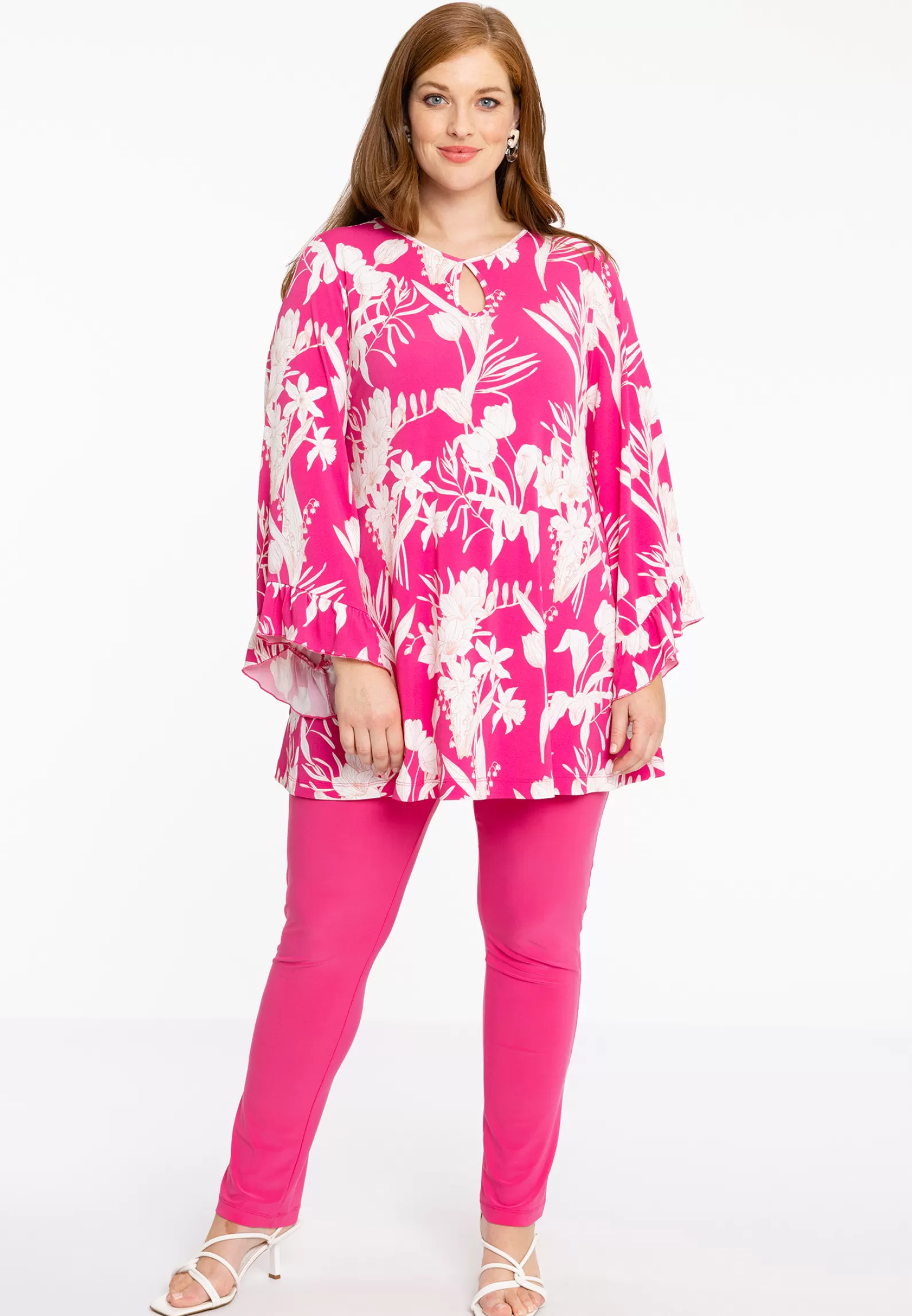 Discount Tunic Wide Bottom Keyhole Freesia Women Tunics