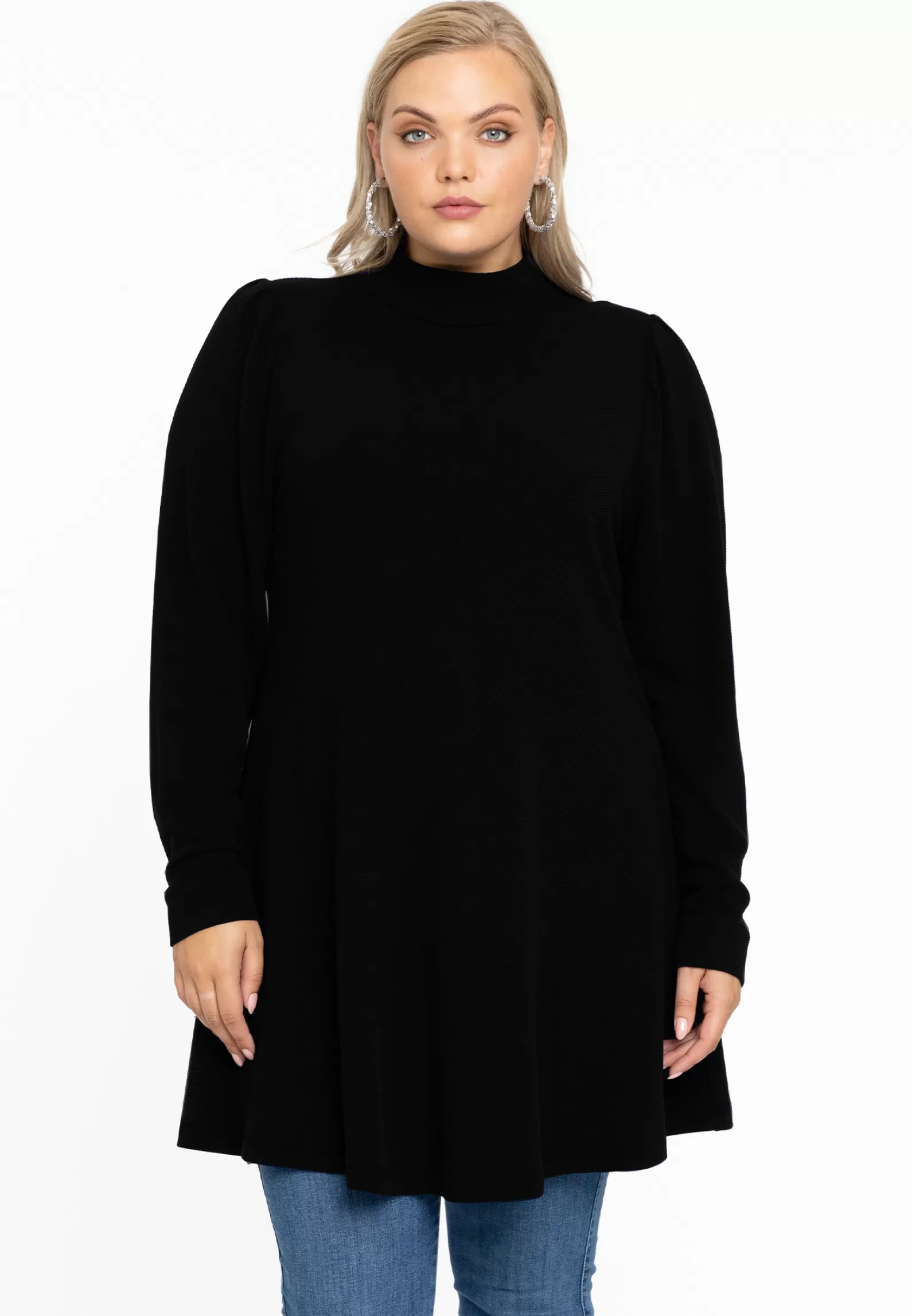 New Tunic Wide Bottom Puff Sleeve Diagonal Women Tunics