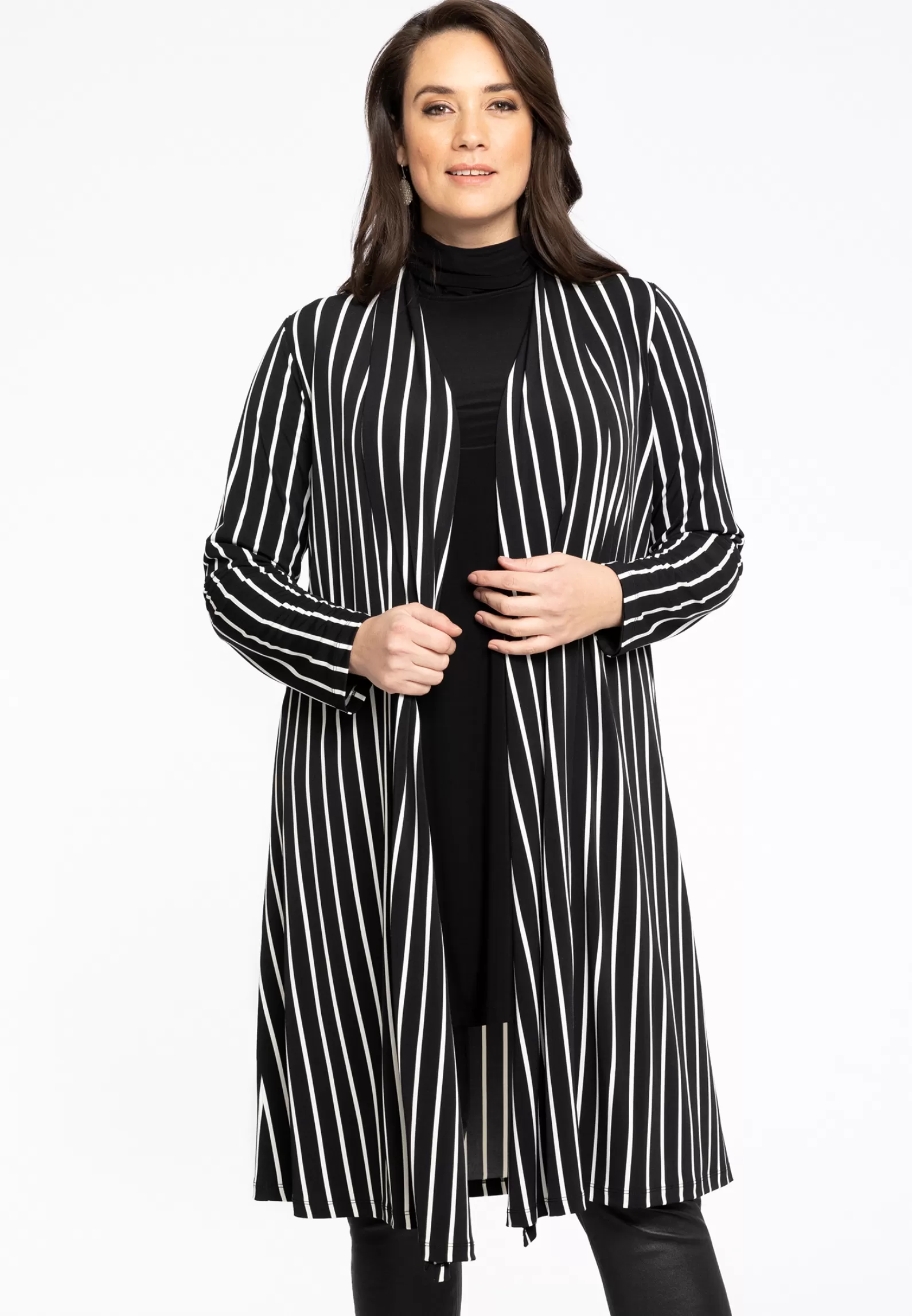 Clearance Vest Lang Geplooid Stripes Women Sweaters & Cardigans
