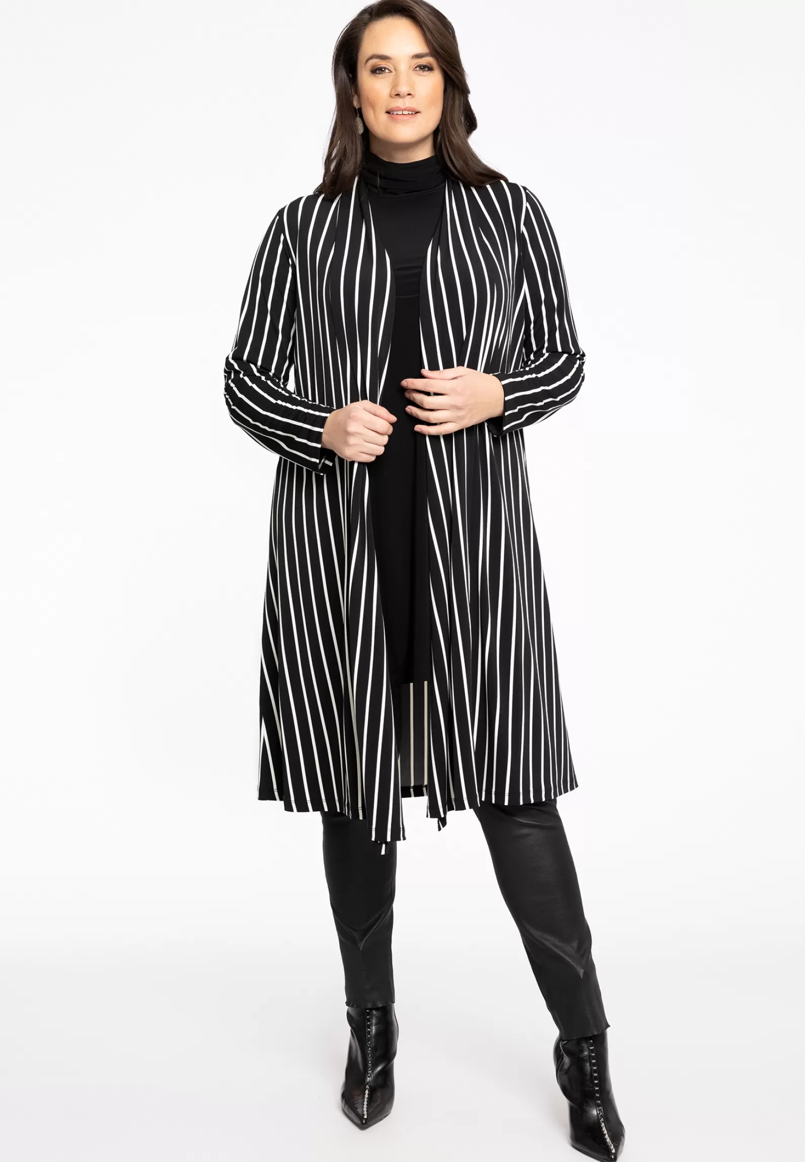 Clearance Vest Lang Geplooid Stripes Women Sweaters & Cardigans