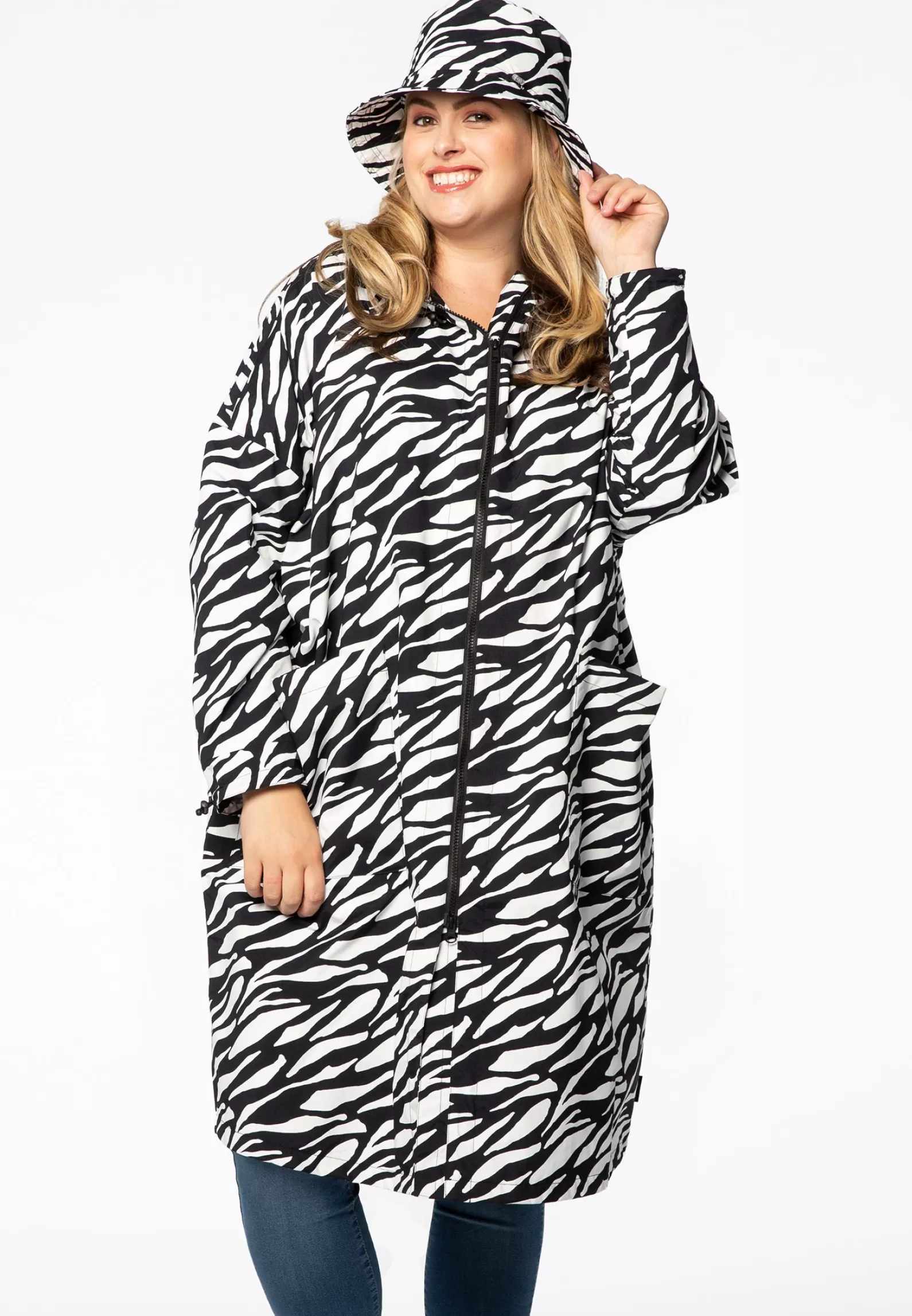 Cheap Wide Raincoat Zebra Women Coats & Blazers