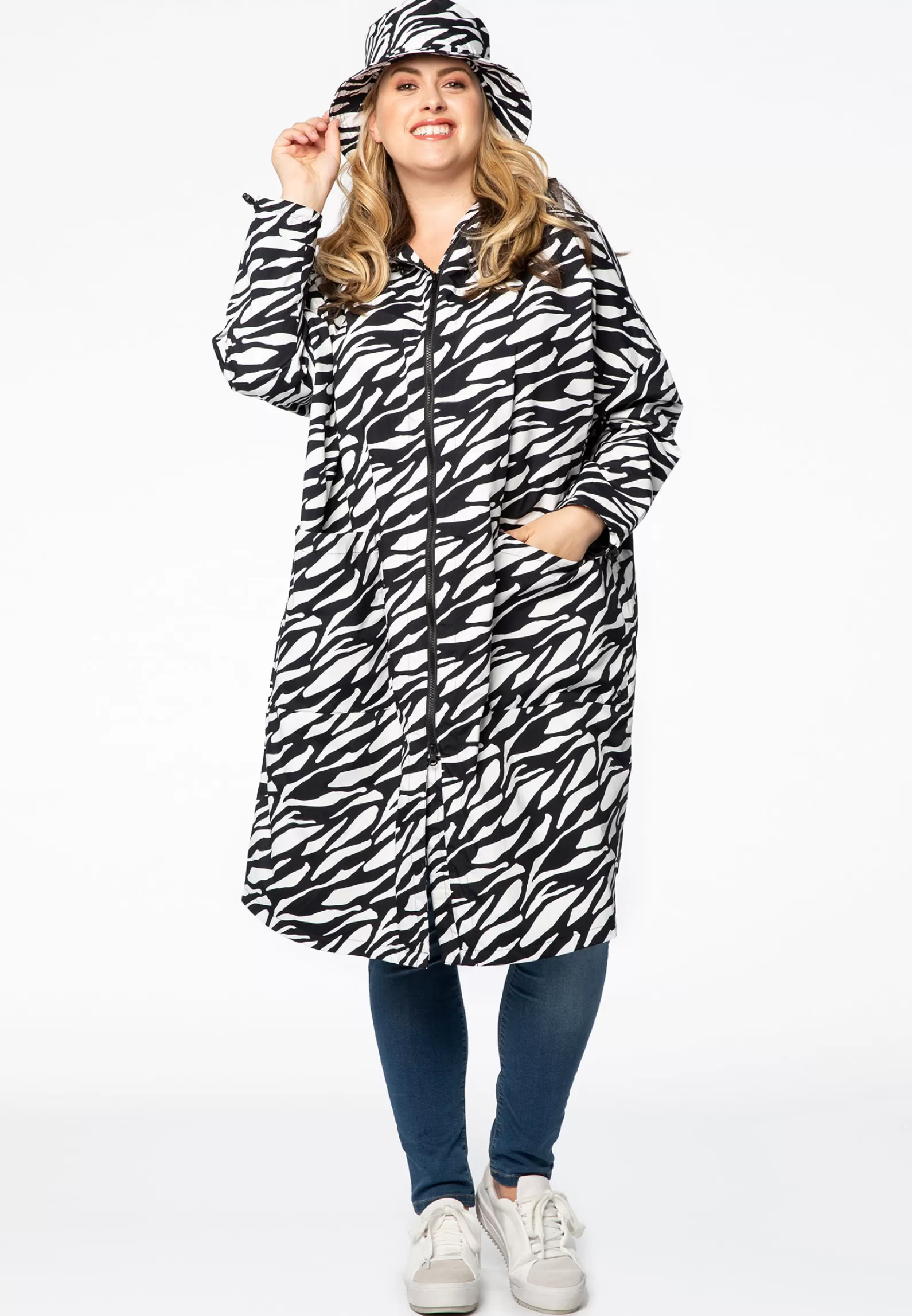 Cheap Wide Raincoat Zebra Women Coats & Blazers